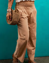 Smocked Elastic Waist Pants with Pockets