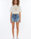 Kancan High Rise Frayed Hem Denim Shorts