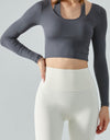 Halter Neck Long Sleeve Cropped Sports Top