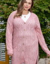 Plus Size Openwork V-Neck Long Sleeve Buttoned Cardigan