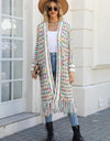 Multicolored Open Front Fringe Hem Cardigan