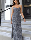 Sequin Backless Split Maxi Dress