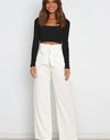 Tie Front Paperbag Wide Leg Pants