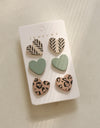 3 Piece Acrylic Heart Stud Earrings