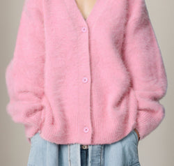 Button Up Dropped Shoulder Cardigan