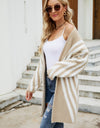 Woven Right Two-Tone Open Front Fuzzy Longline Cardigan