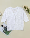 Openwork V-Neck Half Sleeve Cardigan