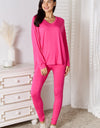 Basic Bae Full Size V-Neck Soft Rayon Long Sleeve Top and Pants Lounge Set