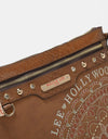 Nicole Lee USA Metallic Stitching Embroidery Inlaid Rhinestone Crossbody Bag