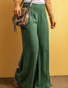 Smocked Waist Texture Wide Leg Pants