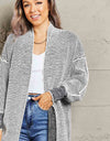 Woven Right Heathered Open Front Longline Cardigan