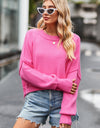 Round Neck Drop Shoulder Long Sleeve Sweater