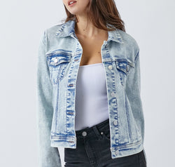 RISEN Button Up Washed Denim Jacket