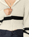 Striped Zip Up Dropped Shoulder Cardigan