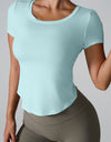 Cutout Round Neck Short Sleeve Active T-Shirt