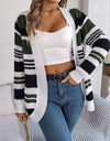 Striped Open Front Long Sleeve Cardigan