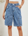 High Waist Denim Shorts with Pockets