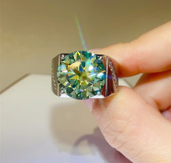 10 Carat Moissanite 925 Sterling Silver Signet Ring