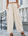 Drawstring Pocketed Wide Leg Pant