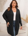 Plus Size Open Front Cardigan With Pockets