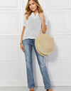 Justin Taylor Beach Date Straw Rattan Handbag in Ivory