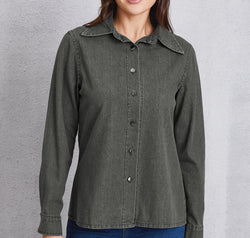 Collared Neck Button Up Denim Top