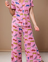 Animal Button Up Top and Pants Lounge Set