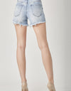 RISEN Star Print Frayed Denim Shorts