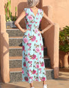 Full Size Tied Smocked Surplice Sleeveless Maxi Dress