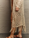 HEYSON Boho Chic Full Size Western Knit Fringe Cardigan