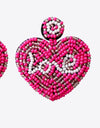 LOVE Beaded Heart Earrings