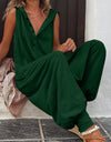 Full Size Half Button Sleeveless Jumpsuit