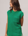 BiBi Patch Pocket Cap Sleeve Sweater Top