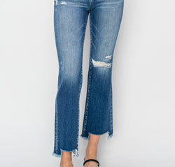 RISEN Full Size Frayed Step Hem Ankle Straight Jeans