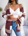 Striped Rib-Knit Open Front Longline Cardigan