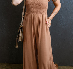 Frill Smocked Wide Leg Jumpsuit