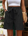 Tied High Waist Shorts with Pockets