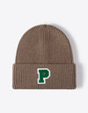 Letter Patch Cuffed Knit Beanie