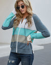 Zip-Up Raglan Sleeve Openwork Hooded Cardigan