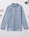 Distressed Snap Down Denim Jacket