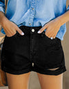 Distressed Cuffed Denim Shorts