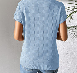 Round Neck Short Sleeve Knit Top
