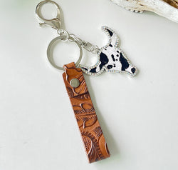 Rhinestone Bull Keychain