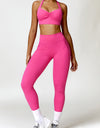 Ruched Halter Neck Bra and Pocketed Leggings Active Set