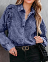 Collared Neck Buttoned Denim Shirt