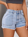 Raw Hem Pocketed Denim Shorts