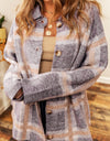 Button Up Plaid Long Sleeve Cardigan