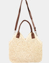 Fame Straw Braided Faux Leather Strap Shoulder Bag