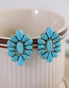 Flower Shape Artificial Turquoise Earrings