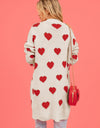 Heart Graphic Open Front Cardigan with Pockets